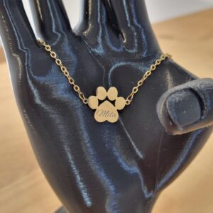 Pulsera acero inoxidable huella perro personalizable