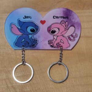 Colgador de llaves Stitch y Ángel