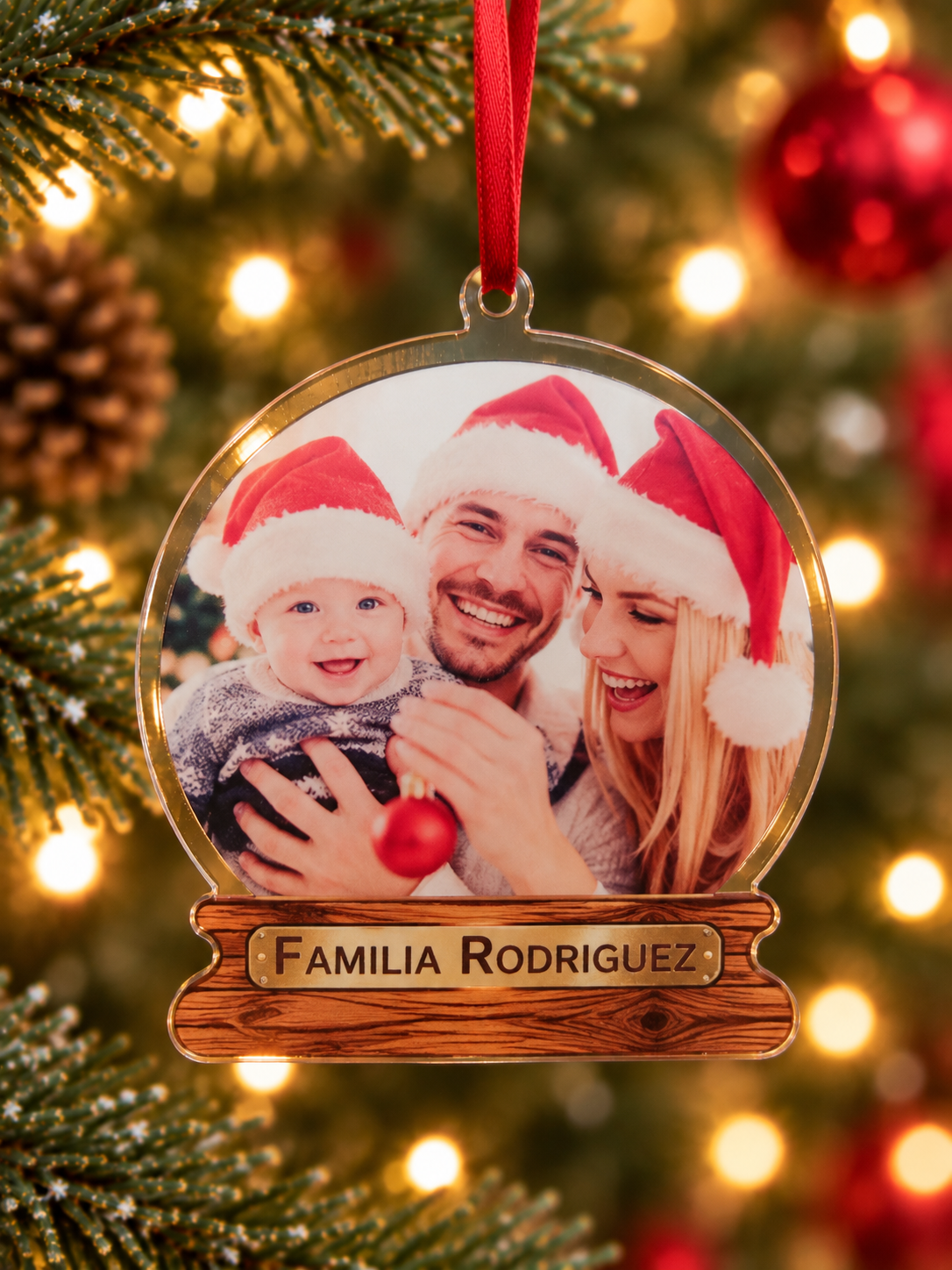 Adorno Bola de Nieve de Navidad Personalizado con Foto Adorno bola de nieve de Navidad personalizado con foto y nombre