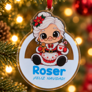 Adorno de Mamá Noel personalizado con nombre para árbol de Navidad