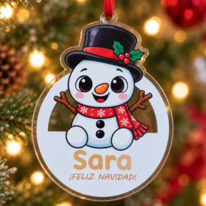 Adorno de muñeco de nieve personalizado con nombre para árbol de Navidad