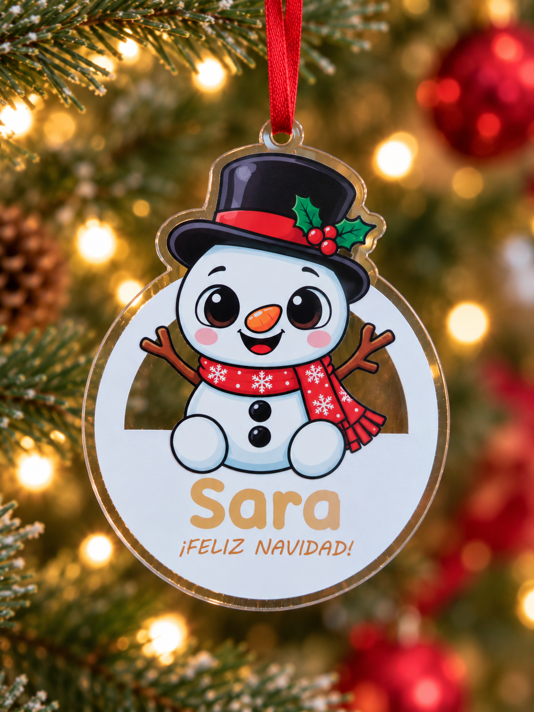 Adorno Muñeco de Nieve personalizado Adorno de muñeco de nieve personalizado con nombre para árbol de Navidad