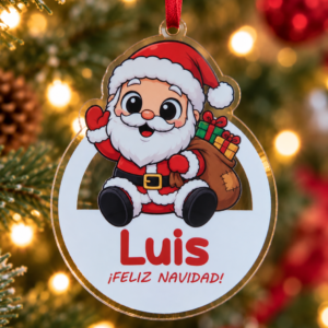 Adorno de Navidad de Papá Noel personalizado con nombre